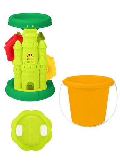 7Pcs Set Beach Toy Set with Special Windmill, Shovel &amp; Bucket For Kids- Orange