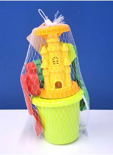 7Pcs Set Beach Toy Set with Special Windmill, Shovel &amp; Bucket For Kids - Green