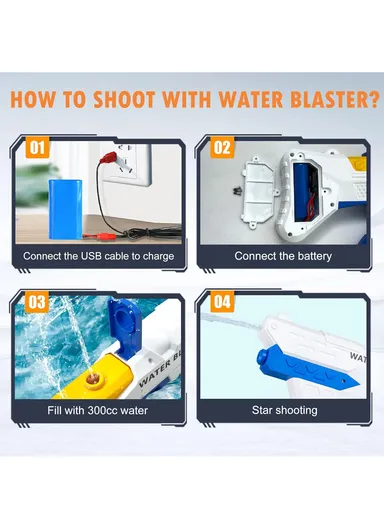 Electric Water Gun Automatically High-Pressure Water For Outdoor Water Shooting Game (L40 x W17 x H5)cm - Blue