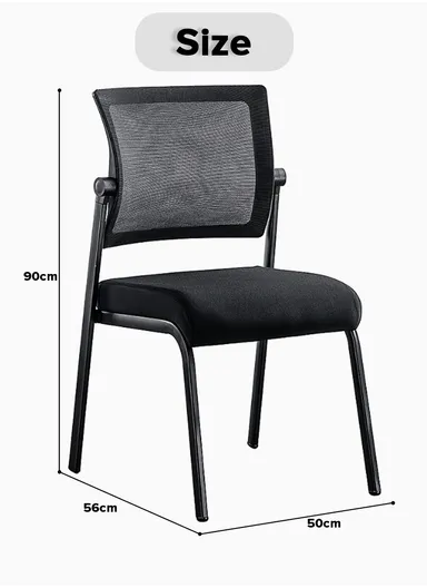 Elegant Desk Chair, Office Chair with Thick Seat Cushion (W50 x D56 x H90)cm - Black