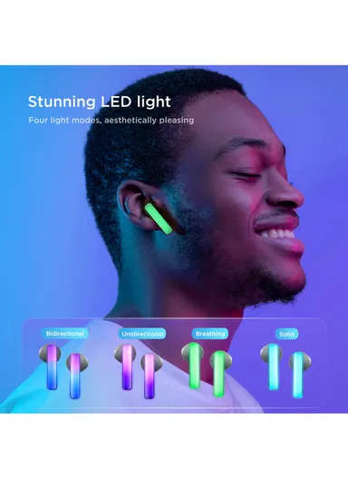 IceLens Series wireless headphones with LED lights JR-TC1- White
