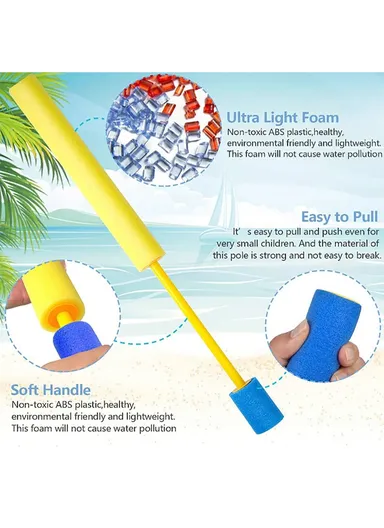 60-105CM Foam Beach Squirt Watering Gun With High Water Impulse Force To Play &amp; Adventures For Kids - Yellow &amp; Pink