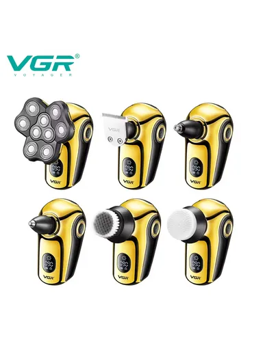 6-IN-1 Waterproof IPX7 Electric Rotary Shaver SET V-396
