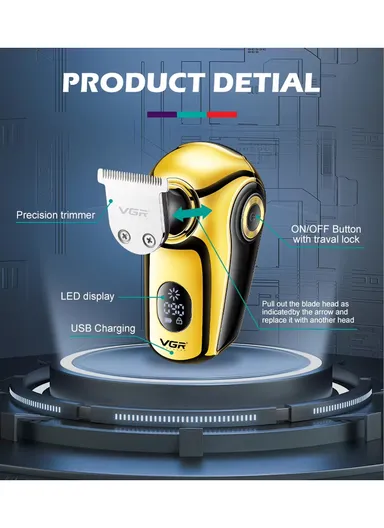 6-IN-1 Waterproof IPX7 Electric Rotary Shaver SET V-396