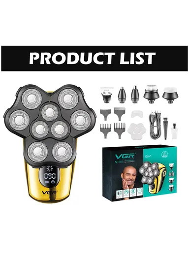 6-IN-1 Waterproof IPX7 Electric Rotary Shaver SET V-396