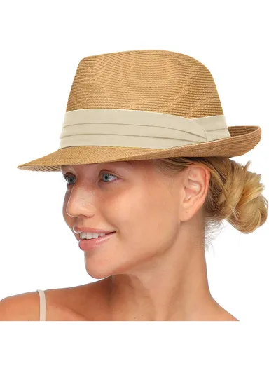 32cm Comfortable Breathable Casual Sun Straw Hat, Beach Hat for Women - Beige