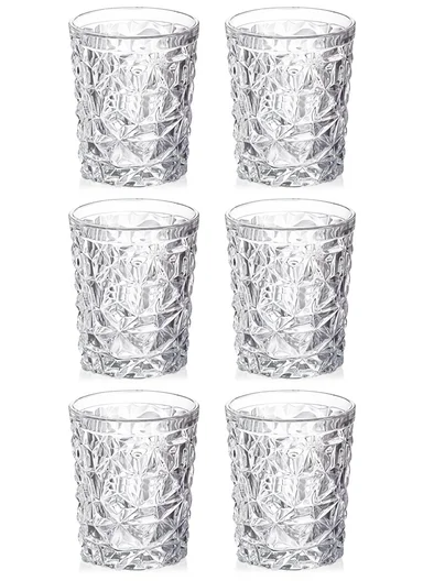 270ml 6Pcs Crystal Transparent Round Glass Cups with Sturdy Base &amp; Smooth Rim for Beverages BM6011BH
