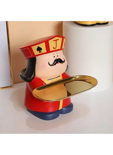 Resin Creative Cartoon Poker J, Entrance Storage Ornaments, Creativity Key Storage Tray, Remote Controls Tray, Room Decoration with Tray For Entrance Hall, Study Room, TV Cabinet &amp; Bedroom HP-46 (W18 x D18 x H21.5)cm