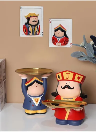 Resin Creative Cartoon Poker J, Entrance Storage Ornaments, Creativity Key Storage Tray, Remote Controls Tray, Room Decoration with Tray For Entrance Hall, Study Room, TV Cabinet &amp; Bedroom HP-46 (W18 x D18 x H21.5)cm