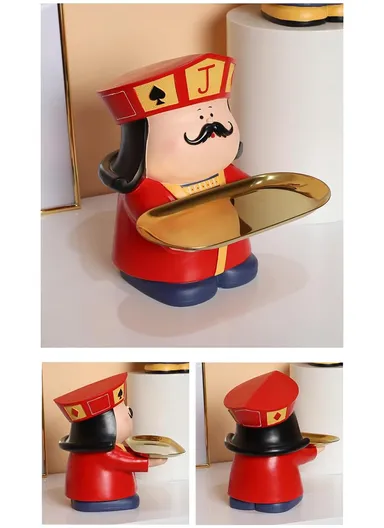 Resin Creative Cartoon Poker J, Entrance Storage Ornaments, Creativity Key Storage Tray, Remote Controls Tray, Room Decoration with Tray For Entrance Hall, Study Room, TV Cabinet &amp; Bedroom HP-46 (W18 x D18 x H21.5)cm
