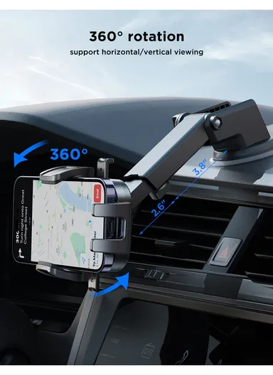 Dashboard 360° Rotatable Car Phone Mount Holder for 4.7" to 6.8" Smartphones, JR-OK6 - Black