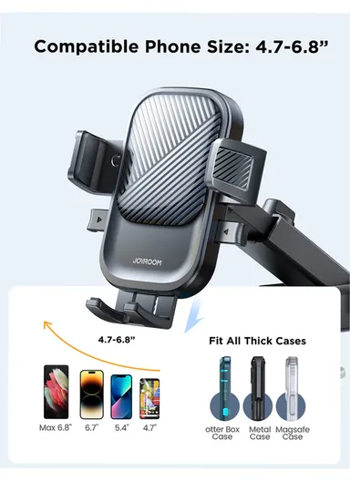 Dashboard 360° Rotatable Car Phone Mount Holder for 4.7" to 6.8" Smartphones, JR-OK6 - Black