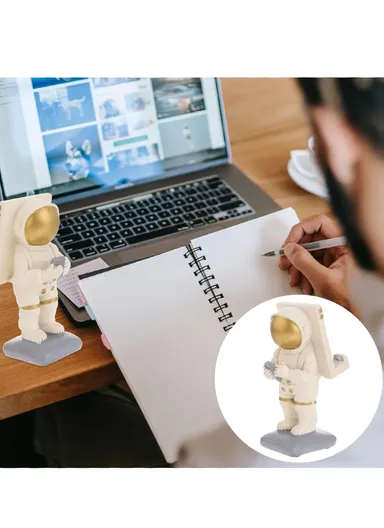 Resin Craft Astronaut Cell Phone Holder Home Accessories Decor for Home, Office, Dormitory &amp; Library BN18-21A (H14 x W5 x D8)cm - Gold