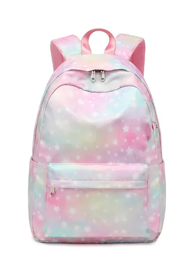 Waterproof Nylon Student School Backpack For Teenage Girls (W29 x D13 x H38)cm- Pink