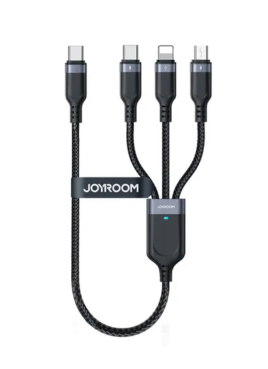 0.3m 3.5A Multi-Use Series 3-in-1 Type-C to Lightning+ Type-C + Micro Data Cable S-A18 - Black