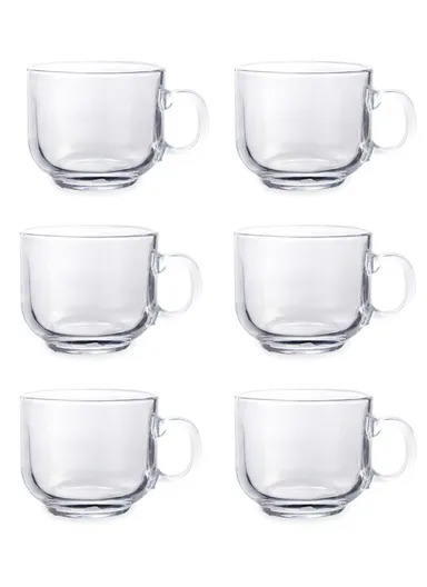 6Pcs 130ml Glass Cups Set With Handle ZBC45 (D7.2 x H6)cm