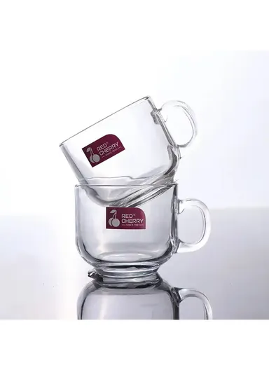 6Pcs 130ml Glass Cups Set With Handle ZBC45 (D7.2 x H6)cm