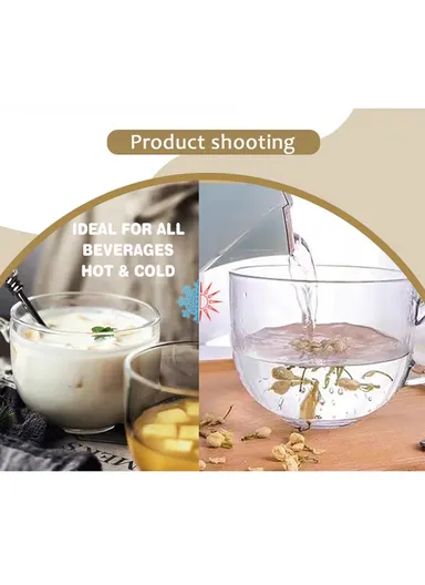 6Pcs 130ml Glass Cups Set With Handle ZBC45 (D7.2 x H6)cm