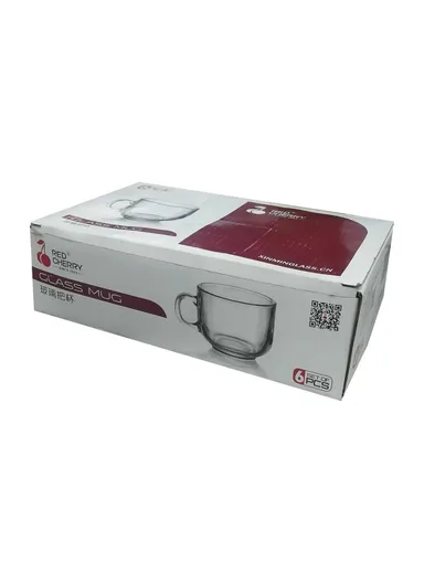 6Pcs 130ml Glass Cups Set With Handle ZBC45 (D7.2 x H6)cm