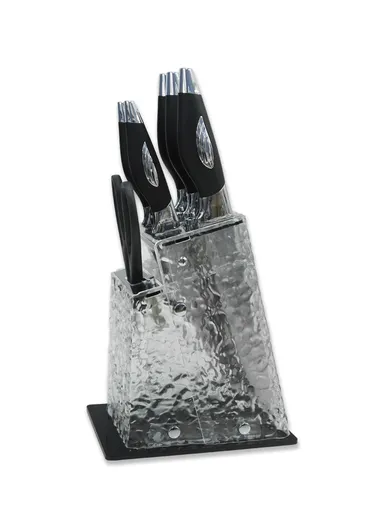 7pcs Kitchen Knife Set With Scissors &amp; Stand - Black