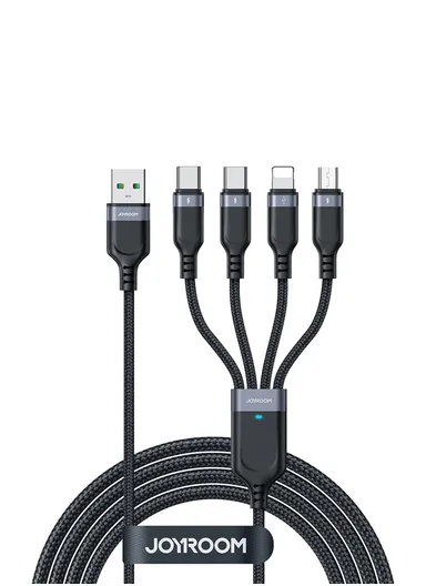 1.2m 3.5A Multi-Use Series 4-in-1 USB-A to Lightning + 2xType-C + Micro Data Cable S-1T4018A18 - Black
