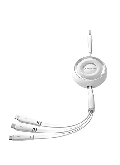 3.5A 1m 3-in-1 Mini Retractable Charging Cable S-A40 - White