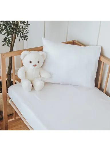 2 Pieces Basic Cotton Ranforce Baby Fitted Sheet Set 70 x 140 + 22 cm - White