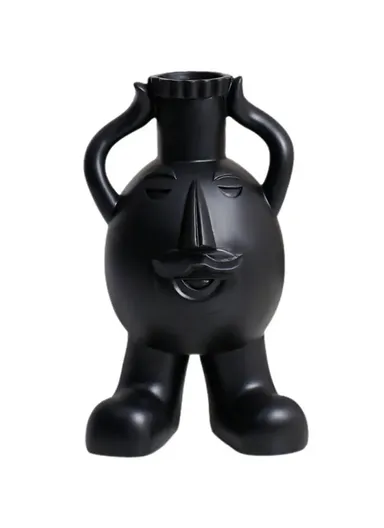 Ceramic Vase, Modern Minimalism Style Clavicle Flower Vessel, For Home Living Room Bedroom Desk Decor BN-243B (W10 x H20)cm - Black