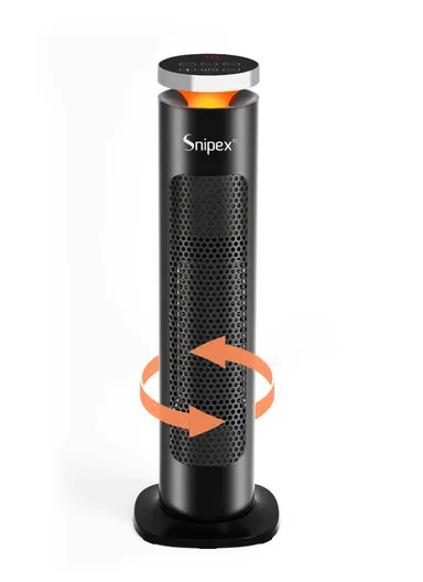 2000W Electric Oscillating Heater with Ceramic Heating Element, Touch Panel, Remote Control, 3 Modes, Digital Display, Tip-Over Switch &amp; Timer, Tower PTC Heater SP1018 (D19 x H60)cm - Black