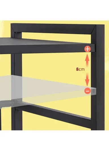 3-Tier Expandable Heavy-Duty Iron Storage Organizer Rack with Side Hooks, Multi-Purpose Adjustable Microwave Kitchen Rack Organizer (W40-60 x D36 x H77)cm - Black