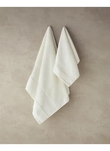 Glitter Wave Cotton Face Towel Set Ecru