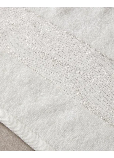 Glitter Wave Cotton Face Towel Set Ecru