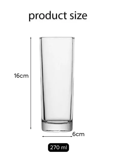 270ml 6-Pcs Transparent Highball Round Drinking Glass Cups BM60164 (D6 x H16)cm