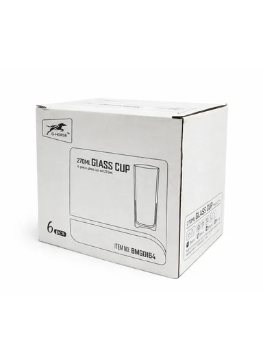 270ml 6-Pcs Transparent Highball Round Drinking Glass Cups BM60164 (D6 x H16)cm