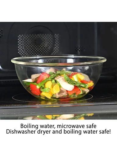 3.3L Large Capacity Borosilicate Clear Dishwasher Safe Kitchen Mixing Round Glass Bowls GPSLW-264