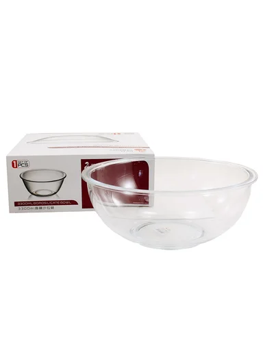 3.3L Large Capacity Borosilicate Clear Dishwasher Safe Kitchen Mixing Round Glass Bowls GPSLW-264