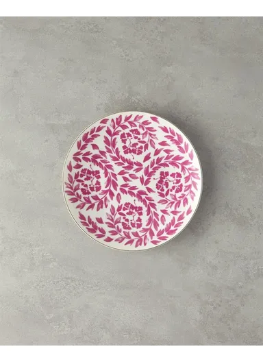 Carnival Floral Bone Porcelain Serving Plate 25 Cm Fuchsia-White
