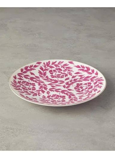 Carnival Floral Bone Porcelain Serving Plate 25 Cm Fuchsia-White
