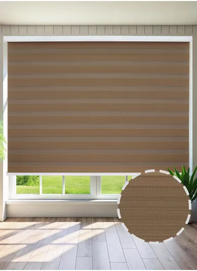 180x150cm Manual Window Blinds, Blackout Polyester Fabric Roller Blinds, Semi Shade Shutter, Light Filtering Roller Shades - Brown
