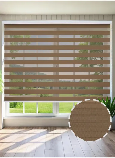 180x150cm Manual Window Blinds, Blackout Polyester Fabric Roller Blinds, Semi Shade Shutter, Light Filtering Roller Shades - Brown