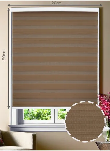 120x150cm Manual Window Blinds, Blackout Polyester Fabric Roller Blinds, Semi Shade Shutter, Light Filtering Roller Shades - Brown