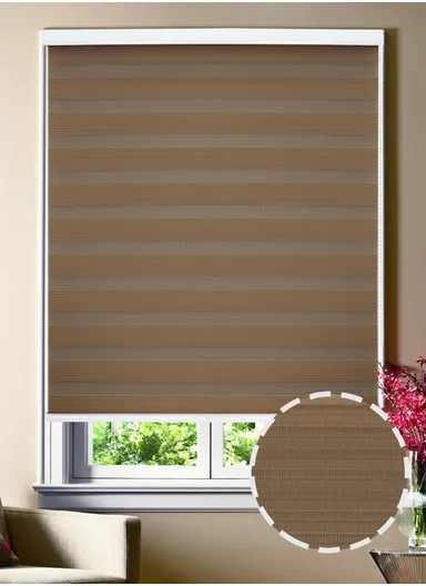 120x150cm Manual Window Blinds, Blackout Polyester Fabric Roller Blinds, Semi Shade Shutter, Light Filtering Roller Shades - Brown
