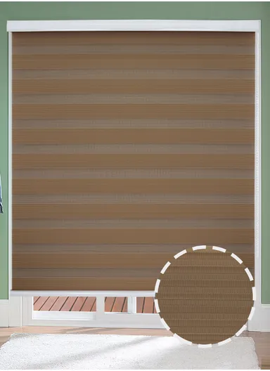 180x200cm Manual Window Blinds, Blackout Polyester Fabric Roller Blinds, Semi Shade Shutter, Light Filtering Roller Shades - Brown