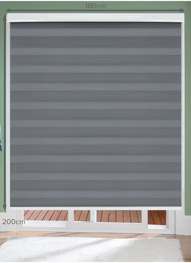 180x200cm Manual Window Blinds, Blackout Polyester Fabric Roller Blinds, Semi Shade Shutter, Light Filtering Roller Shades - Grey