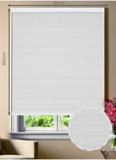 120x150cm Manual Window Blinds, Blackout Polyester Fabric Roller Blinds, Semi Shade Shutter, Light Filtering Roller Shades - White