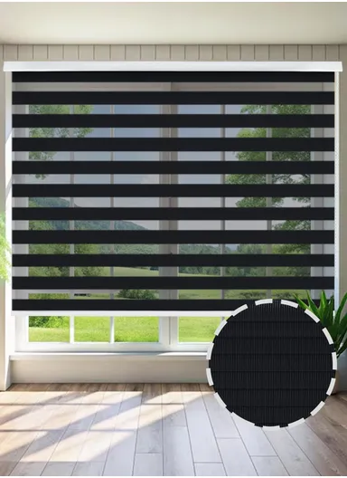 180x150cm Manual Window Blinds, Blackout Polyester Fabric Roller Blinds, Semi Shade Shutter, Light Filtering Roller Shades - Black