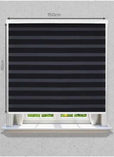 150x150cm Manual Window Blinds, Blackout Polyester Fabric Roller Blinds, Semi Shade Shutter, Light Filtering Roller Shades - Black