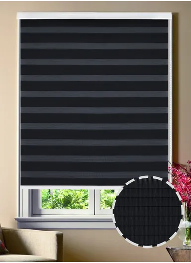 120x150cm Manual Window Blinds, Blackout Polyester Fabric Roller Blinds, Semi Shade Shutter, Light Filtering Roller Shades - Black