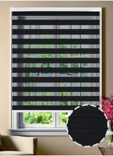 120x150cm Manual Window Blinds, Blackout Polyester Fabric Roller Blinds, Semi Shade Shutter, Light Filtering Roller Shades - Black