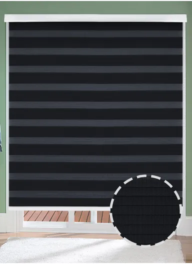 180x200cm Manual Window Blinds, Blackout Polyester Fabric Roller Blinds, Semi Shade Shutter, Light Filtering Roller Shades - Black